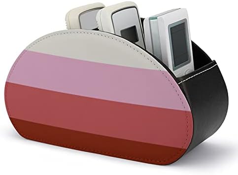 Лезбејско знаме на гордоста PU кожа далечински управувач на држачот за складирање на десктоп кутија со 5 оддели