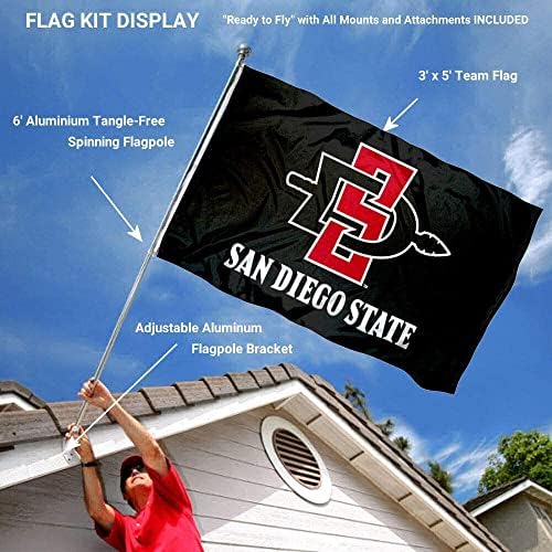 Државен универзитет во Сан Диего 3х5 знаме и столб за држачи за држачи