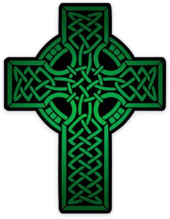 GT графички зелен келтски крст - водоотпорен декларатор на налепница Винил