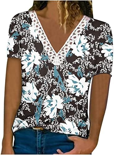 Долга облека со кратки ракави за жени длабоки V вратот чипка спандекс цветна печатена облека облека за џемпери Дами 2023