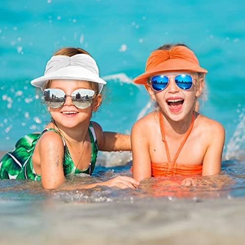 2 пакувања Детска сончање на сонцето визир Широки облици УВ заштита летна плажа Хет Еластична визир Сонце капа за девојчиња 1-9 години
