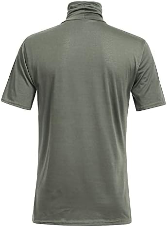 XXBR кошула за мажи Turtleneck цврсти врвови обични летни цврсти кратки ракави маици со лесна магла за маки