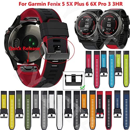 PCGV 26 22mm Силиконски Брзо издание на часовници за часовници за Garmin Fenix ​​6x 6 Pro Smart Watch EasyFit Band Band 5 5x Plus 3HR