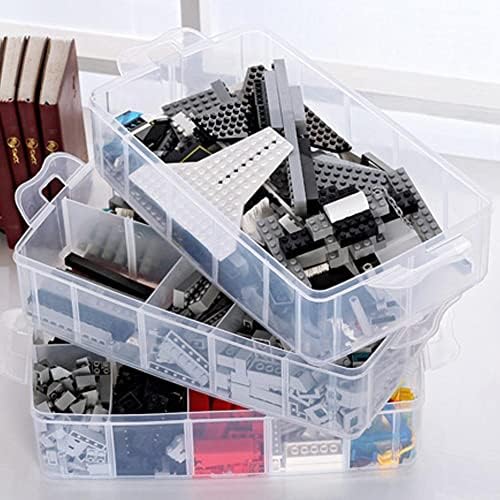 GAXQULY 3 слоеви 30 решетки за складирање на работна површина Транспарентна пластична кутија за складирање Организатор на накит држач за