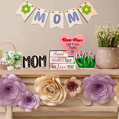 Хауаф Декорации На Послужавник За Денот На Мајката, Ве Сакаме Мамо Табела Знаци Дрвен Декор За Материјали За Забави За Денот На Мајката,