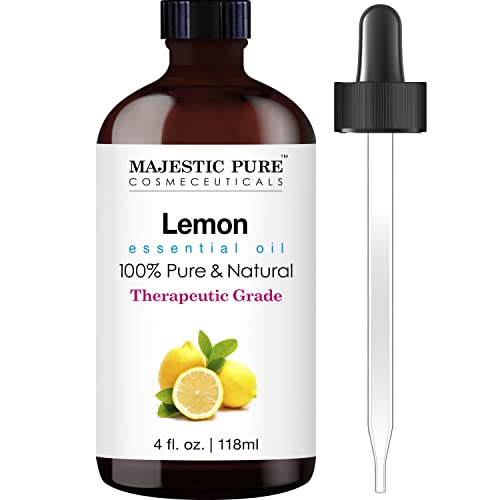 Величествено чисто лимон есенцијално масло, терапевтско одделение, чисто и природно масло за квалитет на премија, 4 fl oz