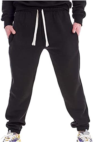 Мажи Обични Спортски Панталони-Машки Џогери Обложени Со Руно Топли Панталони Еластична Врвка За Влечење Атлетски Широки Панталони