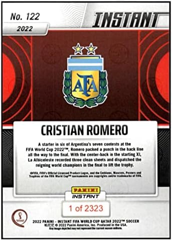 Кристијан Ромеро 2022 Панини Инстант ФИФА Катар Светски куп /2323 Аргентина 122 Шампиони НМ+ -МТ+ Фудбал