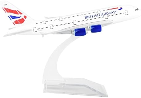 1/400 Скала Британски ервејс A380 Авионски модел легура на легура на декорацијата на рамнината на авионот со држач за приказ