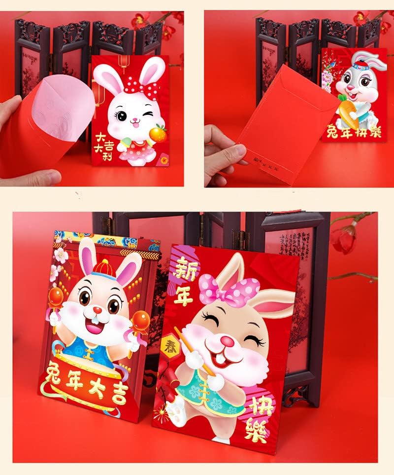 30 Парчиња Кинески Црвени Пликови, 2023 Година Кинеска Нова Година Зајачка Година Хонгбао Среќни Џебови За Пари За Пролетниот Фестивал,