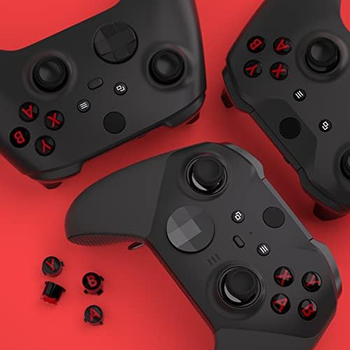 Extrerate замена на сопствени копчиња за акција ABXY за Xbox серија X & S контролер, три тон црно и чисто со кармин црвени класични симболи A b x y копчиња за Xbox One S/X, Elite V1/V2 контро