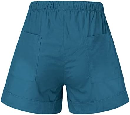 lcepcy жени плус големина обични шорцеви обични еластични џебови за влечење на половината летни плажа лесни кратки панталони