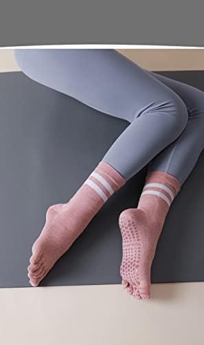 Homrap Не лизгање на јога пети чорапи за жени, зафати чорапи за пилатес, чиста баре, балет, танц, разголен тренинг 2 пара пара