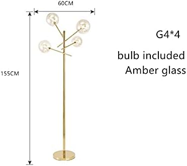Liruxun Под ламба g4 килибар стаклени подни ламби стои светло стаклена сенка метална база стоечка ламба аголна светлина домашна тела