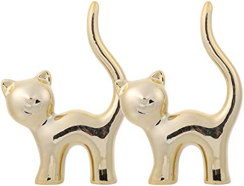 Амосфун 2 парчиња држач за прстени за мачки за накит мачки држење на лајб, декоративен прстен држач за складирање на накит за накит за свадба