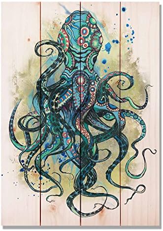 Wile E. Дрво разнобојно сино октопод 14x20
