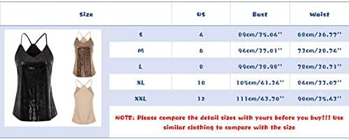 МИАШУИ 3х Женска Кошула Женски Секси Елеци Секвин Камизол Елек Со Ремени За Шпагети V Вратот Тенок Елек Без Ракави 1975