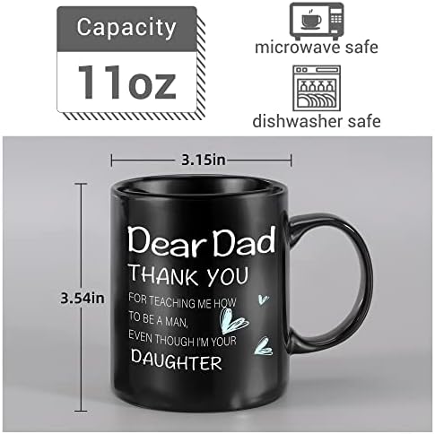 Подароци За Тато Од Ќерка-ви Благодарам Што Ме Научивте Да Бидам Маж-Смешна Новина Шолја За Кафе За Татковци - 11оз Црна Чаша Роденденски