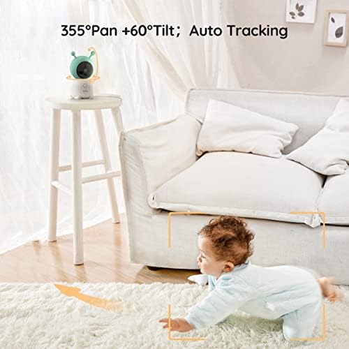 BOIFUN 5 Видео Бебе Монитор, 2k Ултра HD Бебе Камера Монитор со движење &засилувач; Крик Откривање, Автоматско Следење &засилувач; Пан-Навалување-Зум,