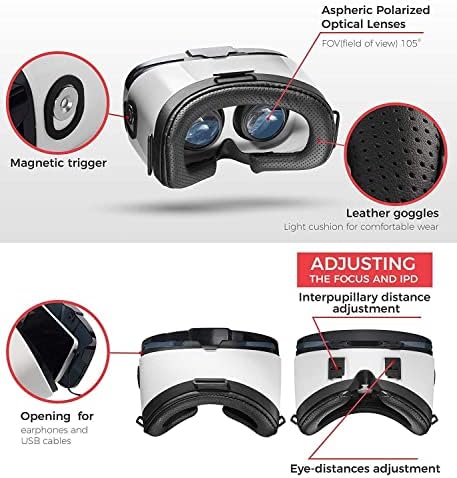 VR Слушалки-Очила За Виртуелна Реалност ОД VR НОСАТ 3D VR Очила за iPhone 6/7/8/Плус / X &Засилувач; S6/S7/S8/S9 / Plus/Note И Други
