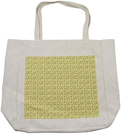 Амбесон-цветна торба за купување, гранки на дафодил, излитени уметнички уметности, еколошка торба за еднократна употреба за намирници