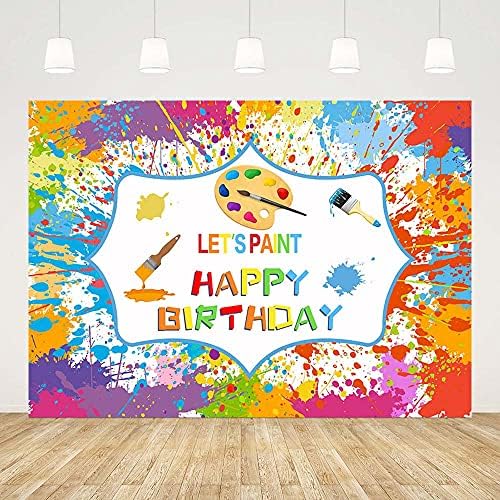 Ablin 7x5ft Нека боја за деца роденденска фотографија позадина акварел графити раздвоени уметнички дела забава банер за позадини за торта за торта