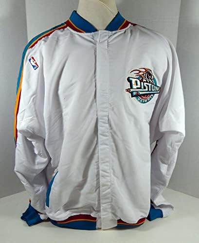 1996-97 Детроит Пистонс Игра издадена бела игра јакна 50 -ти Annv Patch 52 18 - НБА игра користена