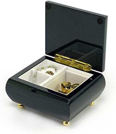 23 Забелешка Тиркизна Модерна Музичка Кутија За Накит во Завршница Со Висок Сјај-Рапсодија Во Сина Боја