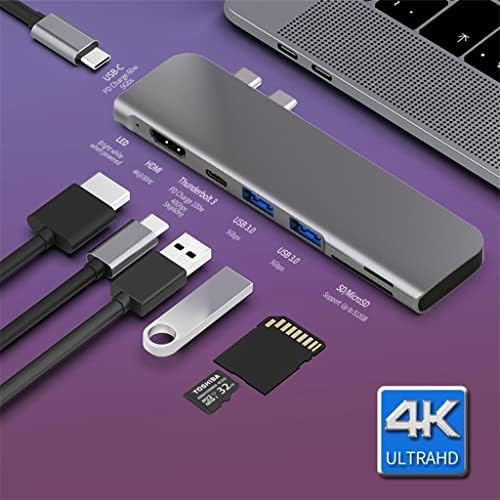 IULJH USB 3.1 Тип-C Центар За Адаптер 4K Thunderbolt 3 USB C Центар со Центар 3.0 TF Sd Читач Слот PD