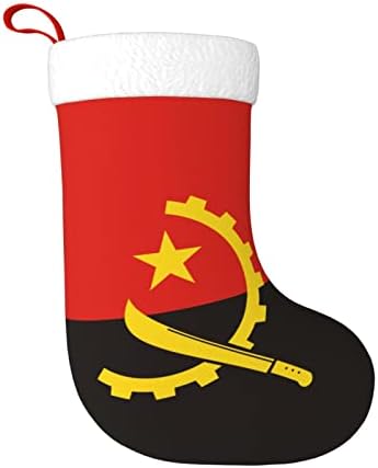 Cutedwarf Flag of Angola Божиќно порибување Божиќни празници за одмор камин виси чорапи 18 инчи чорапи