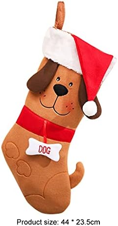 GFDFD 2 парчиња/поставени кучиња Божиќни чорапи со преносни деца за миење на коски, преносни деца за подароци за бонбони дрвја за порибување
