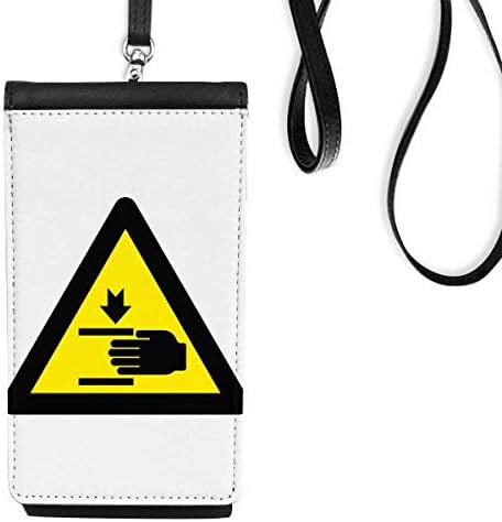 Предупредување симбол на жолто црна рака триаголник телефонски паричник чанта што виси мобилна торбичка црн џеб