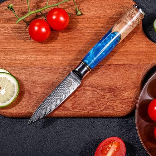 Фукеп 3,5-инчен нож за паринг Дамаск + 5-инчен кујнски нож за комунални услуги