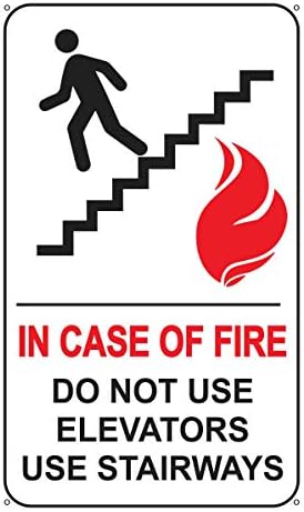 Во случај на пожар, не користете лифтови Користете знак на скалила за јавна безбедност, исполнете ги кодовите за безбедност од пожари, 8