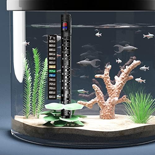 MQ на потопниот аквариум грејач, 200-500W LED дисплеј грејач на резервоарот за риби со надворешен термостат контролер и налепница за термометар,