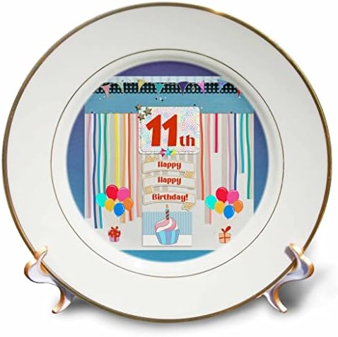 3drose слика на 11 -та роденденска ознака, кекс, свеќа, балони, подарок, стрими - плочи