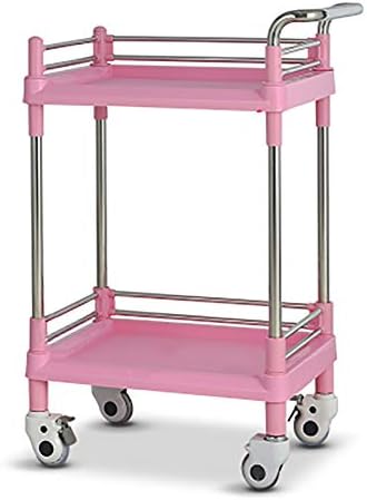 Алатка за светло и силна работна количка Каикеа, мобилна количка за убавина со рачка АБС розова коса стилизирање на тркалање количка со универзално тркало и сопира