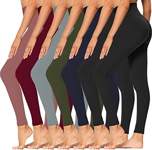 Сиринкс 7 пакуваат хеланки со високи половини за жени - меки меки стомачни панталони за јога за вежбање