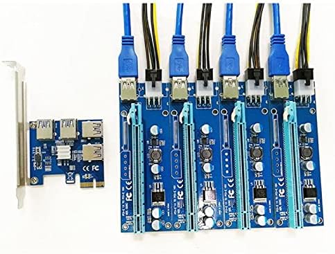 Конектори PCI-E до PCI-E Riser Adapter Adapter 1 Свртете 4 PCI-Express Slot 1x до 16x USB 3.0 адаптер картичка конвертор PCIE за