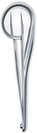 Професионалните пинцети на викторинокс Рубис со лупа, хируршки не'рѓосувачки челик, швајцарски изработени, 9,5 см, вкоренета коса, можат да