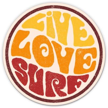 Live Love Surf Vintage Design - 3 Винил налепница - За телефон со шише со вода за лаптоп - водоотпорен декларација