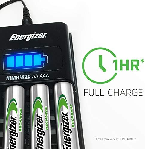 Енергизатор 1 Час Полнач за Батерии за Bat Батерии и Ааа Батерии со 4 БАТЕРИИ за ПОЛНЕЊЕ 4