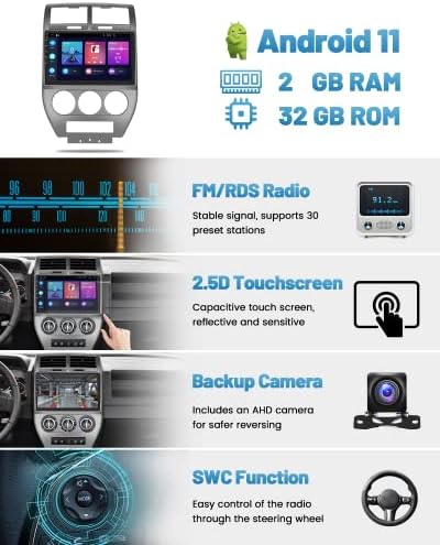 [2g+32G] Андроид 11 Автомобил Стерео За Џип Компас Патриот 2007 2008 2009 Радио, Хикити 10.1 Инчен Екран На Допир Со Безжичен