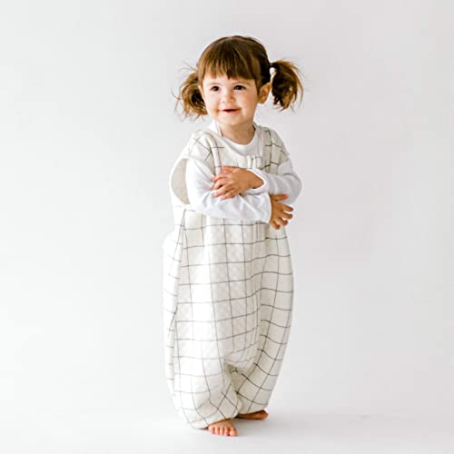 Tealbee Dreamsuit: Работа за спиење на дете со нозе 12-18 месеци, 18-24 месеци - 0,8 TOG лесен бебе за носење за пешаци - бамбус, органска торба за спиење на памук - карирана