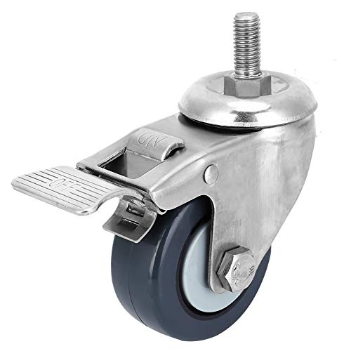 2 -инчен тркало за рициново, вчитување на 50 кг/110,2lb Универзална количка за количка на сопирачка рициново не'рѓосувачки челик заграда