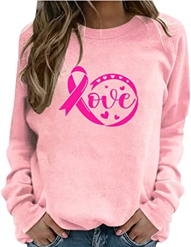 Облека за девојки Графички Салон За Рак На Дојка Со Долги Ракави Дуксер Палто Fall Зима за ЛЕЈДИ 9Г