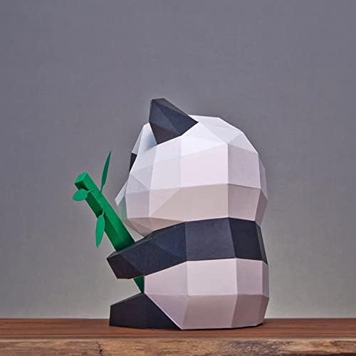 Wll-dp панда држејќи бамбус хартија модел геометриска ороми загатка креативна домашна декорација 3Д хартија скулптура DIY хартија