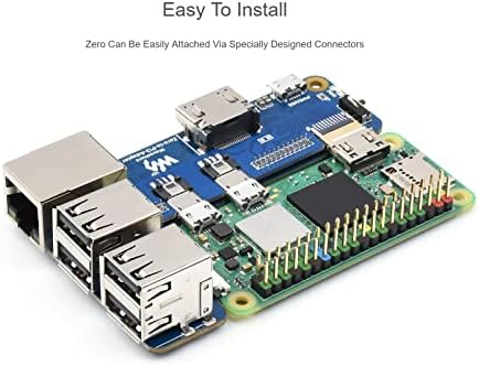 Waveshare Pi Zero to Raspberry Pi 3 Model B/B+ адаптер, Onboard 4-CH USB интерфејс, порта од 100m Ethernet и HDMI порта, алтернатива