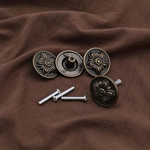 Креирајте идеја 4PCS гроздобер копчиња 31мм ретро шик тркалезни копчиња антички цветни влечење рачки со завртки за фиоки за фиоки