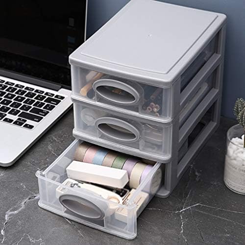 Кутија за складирање на десктоп DJLSS, повеќеслојна фиока, сива пластична транспарентна кутија за складирање биро полица за биро
